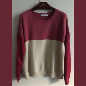 Color Block Oversized Crew Neck Sweater Pullover